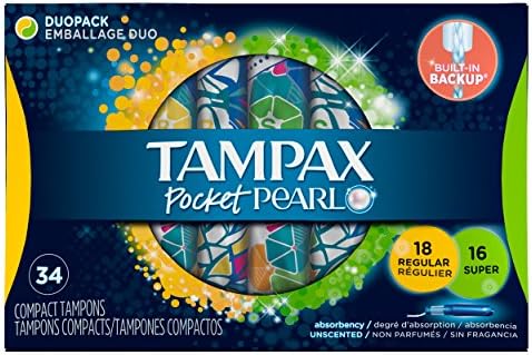 Amazon Com Tampax Pocket Pearl Compact Tampons Duo Pack Regular