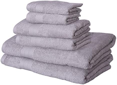 100% cotton towel set, 6 piece Bath Towel Set, Turkish Towels, 2 bath towels, 2 hand towels, 2 face towels, Soft, Quick Dry, Absorbent, Machine Washable (light grey, 6 pc set)