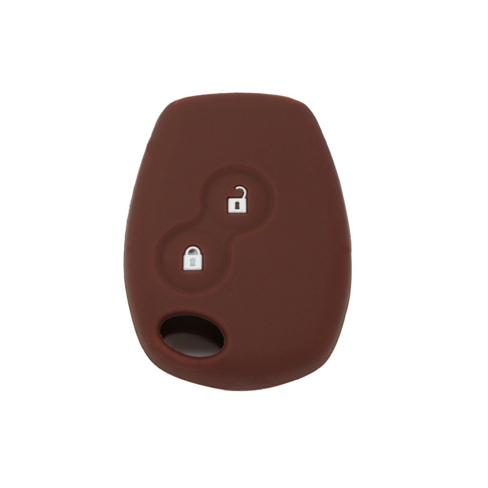 BROVACS Silicone Cover Protector Case Holder Skin Jacket Compatible with RENAULT DACIA 2 Button Remote Key Fob CV4350 Brown