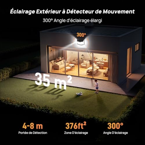 TECKNET Outdoor Solar Light, Solar Spotlight with 300° Light, 4pcs | 248 LEDs Outdoor Solar Wall Light IP66 Waterproof 3 Modes with Motion Sensor for Garden Driveway Garage
