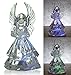 LED Angel Figurines - Set of 2 Clear Acrylic Color Changing LED Angels - One Holding Hymnal & One Praying - Each is 7