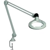 Vision LUXO KFL026022 KFM LED Illuminated Magnifier, 45" Arm, 3 Diopter, Edge Clamp, Steel/Aluminum, Light Gray