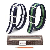 Ritche 22mm Nato Ss Nylon Striped Navy Blue / White，Blue/Green Replacement Watch Strap Band