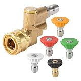 LOVHO Pressure Washer Accessories Kit, 5 Power Washer Spray Nozzle Tips, Quick Connecting Pivoting Coupler, 1/4" 4500 PSI 6-Pack