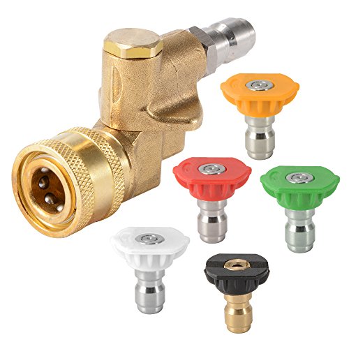 LOVHO Pressure Washer Accessories Kit, 5 Power Washer Spray Nozzle Tips, Quick Connecting Pivoting Coupler, 1/4â€ 4500 PSI 6-Pack