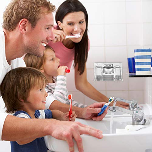 Samshow Toothbrush Holder Stainless Steel Adhesive Wall Mounted Tooth Brush Holder Accessories for Bathroom Lavatory Home Storage & Organizer - 2 Pack