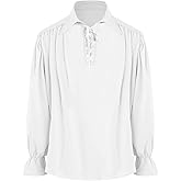 Mens Pirate Medieval Shirt Renaissance Costume Cosplay Victorian Gothic Tee Viking Vampire Tops