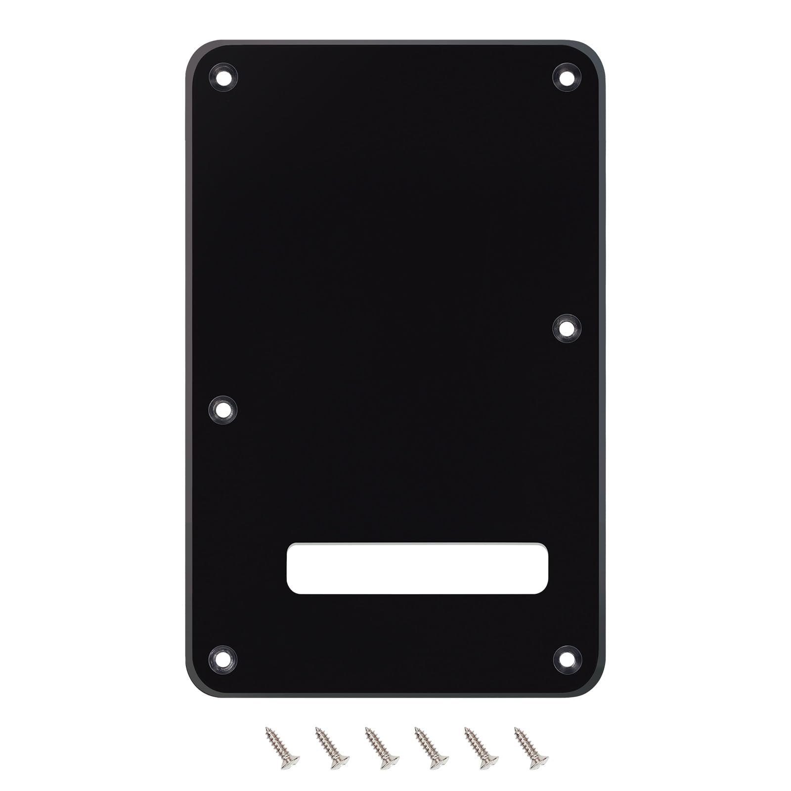 Banworks Electric Guitar 1 Ply Backplate 6-Hole Trem Tremolo Cover for USA/Mexican Standard Strat ST JT/HGB-01 Glossy Black