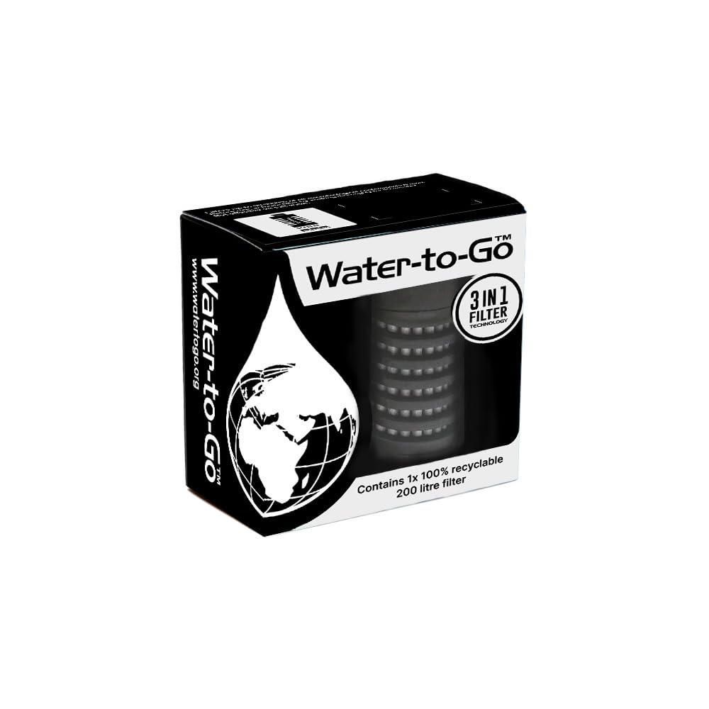 Water-to-Go 200L filter. Tested internationally each filter removes viruses, bacteria, protozoa, cysts, harmful chemicals, microplastics, bad taste and odour-Fits all Water-to-Go bottles (Single Pack)