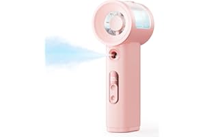 SWEETFULL Handheld Misting Fan Portable - 5000mAh Rechargeable Battery, Powerful Turbo Personal Mister Fans, 5 Speed, Mini Wa