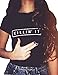 Haola Women's Graphic Letter Printed Funny Tops Junior Girls Graphic Tees Casual T-shirts S Black