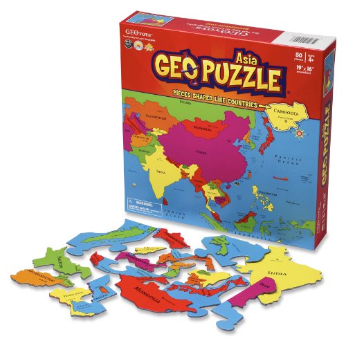 GeoPuzzle Asia - Educational Geography Jigsaw Puzzle (50 pcs)