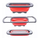 Glotoch Kitchen Collapsible Colander, Over The Sink Strainer With Steady Base For Standing, 6-quart Capacity, Dishwasher-Safe,BPA Free