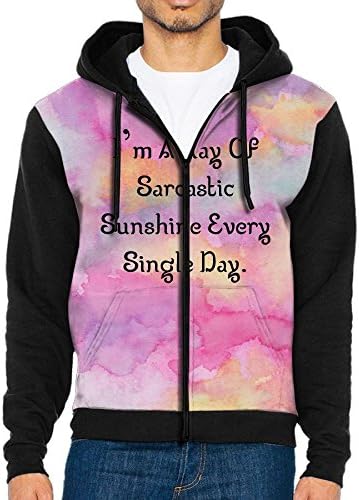 XuKai Sarcastic Ray Sunshine Every Single Day Men's Casual Full-Zipper Drawstring Hoodies Sweater With Packets