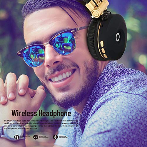EK-MH9 Bluetooth Headset Extra Long Standby [Wireless Headset] for Outdoor/Sports/Game/Music High Fidelity, Active Noise Cancelling Headphones (Gold)
