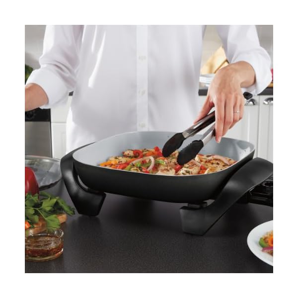 Oster Titanium Infused DuraCeramic Electric Skillet, 12 Inch, Square