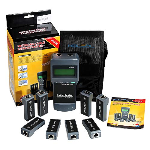 KOLSOL Network LAN Cable Tester,AT239 Cat5 RJ45 Network Cable Tester Wire Length Tester with 8 Remote Units Phone Cable Tester Meter Mapper