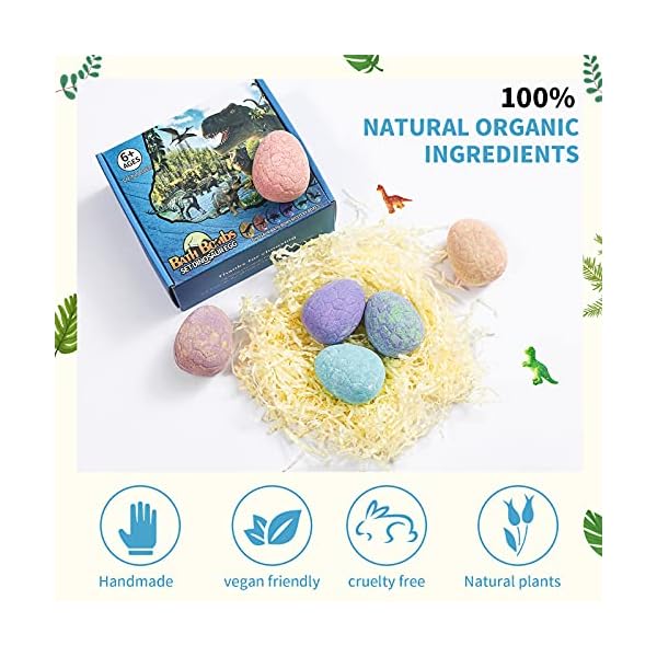 Kids-Bath-Bombs-Venares-Children-Bath-Bombs-with-Surprise-Toys-Inside-Dinosaur-Toys-Gift-Blind-Box-Handmade-Organic-Natural-Fizzy-Bath-Bombs-for-Kids Kid Bath Bombs, Venares Dinosaur Bath Bombs for Kids, 6 x 80G Handmade Organic Natural Fizzy Kids Bath Bombs with Toy…