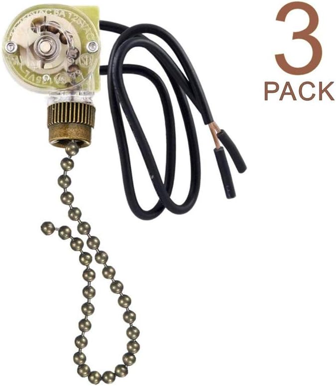Pull Chain Switch Zing Ear ZE-109 Ceiling Fan Switch Ceiling Fan Light Lamp Replacement 3 Pack Bronze - - 