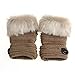 DZT1968 1PCWomen Winter Faux Rabbit Fur Wrist Fingerless Gloves Mittens (Khaki)