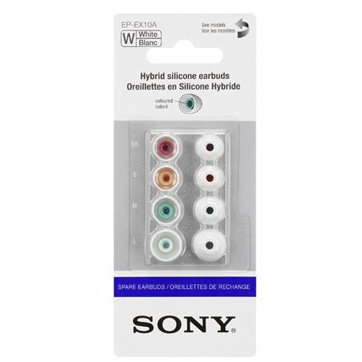 Sony replacement silicone earbuds, 4 sizes, white