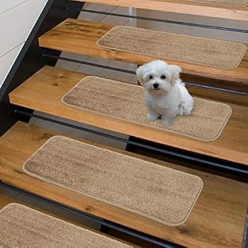 Sweethome Stores Non-Slip Shag Carpet Stair Treads, (9