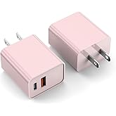 iPhone 16/15 charger Block,USB C Charging Block[2 Pack] 20W Dual Port PD Fast USB C Wall Charger Adapter USB A Quick Charging Brick Plug for Apple iPhone 16/16 Pro Max/16 Plus/15/14/13/12/11/iPad-Pink