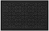 Elogio Door Mat Indoor Outdoor Doormats Outside Effective Scraping of Dirt Patio Grass Moisture Snow Dust and Grit Removal Ideal Low Profile Doormat Front Door Entrance Mat Black Rug Non Slip Rubber