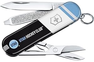 Victorinox Classic SD Swiss Army Knife – Compact 7 Function Swiss Made Pocket Knife with Small Blade, Screwdriver and Key Ring – Utah Hockey Club