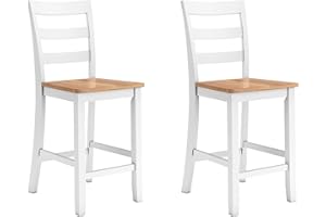 Signature Design by Ashley Gesthaven Solid Wood Frame Counter Height Barstool, Set of 2, White/Natural