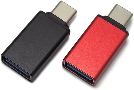 Fasthorse Type C Adapter,USB 3.1 Type C to USB 3.0 Adapter for Apple New MacBook 12'', Nexus 6P, Nexus 5X, and Other Type-C Supported Devices,2 Pack (Black-Red)