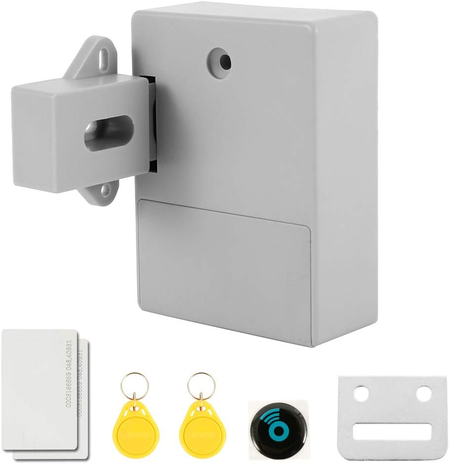 RFID Locks Kit Battery Electronic Cabinet Lock Door Wardrobe Hidden DIY Lock Keyless, Grey