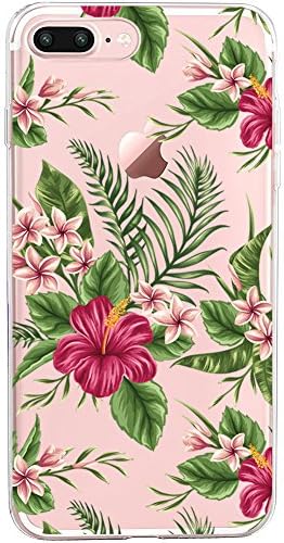 iPhone 8 Plus Case for girls,Clear Floral Series Slim-Fit Anti-Scratch Shock Proof Anti-Finger Print Flexible TPU Gel Case For iPhone 8 Plus 5.5 inch Display -Rose Flower (7, iPhone 8 Plus)