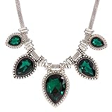 Green Acrylic Cut Tear Drop Bead Chunky Black Chain Fashion Lady Collar Necklace