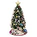 iPEGTOP 42 inches Burlap Rustic Christmas Tree Skirt - Classic Holiday Decorations Woodland Santa Snowflake Embroidery - Begie Red Rim