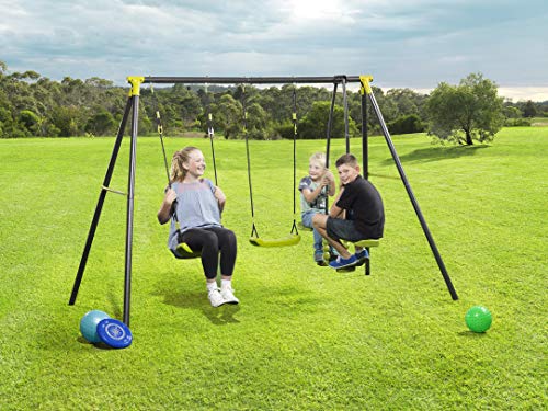 MaxxGarden Schaukel - Gartenschaukel für Kinder - stabile Schaukel mit insgesamt DREI Schaukelsitzen - mit Brettschaukel… – Bild 3