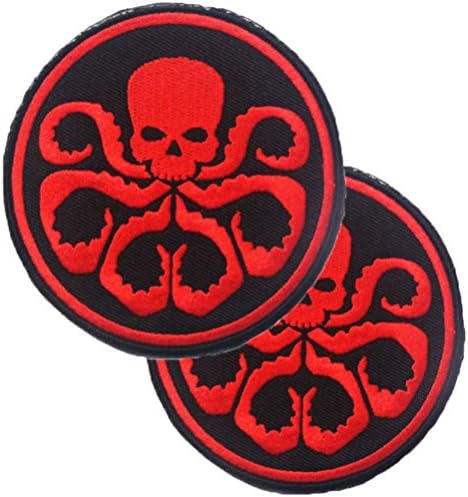 QTao UPA208 Hook &amp; Loop Velcro The Avengers HYDRA Johann Schmidt Army Tactical Morale Patch 2pcs (Hook &amp; Loop Velcro-A 3.15"(8cm))