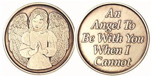 Bulk Lot of 25 Praying Guardian Angel To Be With You When I Cannot Bronze AA Medallion Chip Set