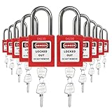 TRADESAFE Lockout Tagout Locks Set - 10 Red Loto