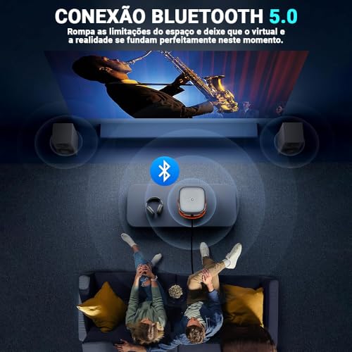 Projetor Portátil HY6, Projetor Compatível 4K com Som de Alta Performance, Conexão WiFi 6 Banda Dupla 2.4G+5G, 110V-240V