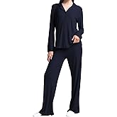 MANBEIYA Womens Pajama Sets 2 Piece Button Down Long Sleeve Soft Knitted Sleepwear Pjs Lounge Sets Nightwear