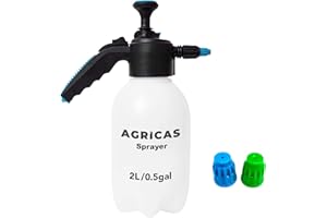 AGRICAS 0.5 Gallon Hand Pump Sprayer, 2L Garden Sprayer, Pressure Weed Sprayer, Handheld Pump Mister, Adjustable Nozzle, Lawn and Garden Care, Watering, Outdoor and Auto - Multi-Purpose