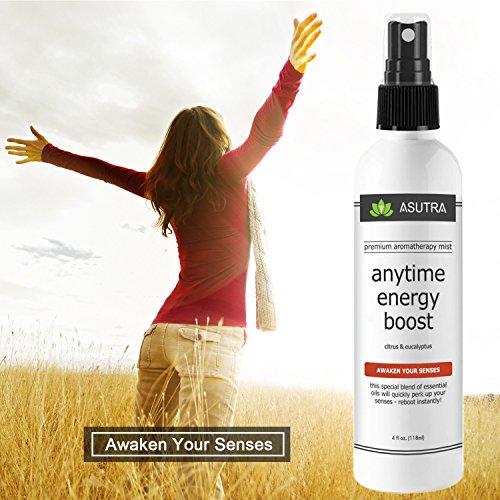 ASUTRA Premium Aromatherapy Mist -"ANYTIME ENERGY BOOST" - Awaken Your Senses - 100% ALL NATURAL & ORGANIC Room & Body Mist, Essential Oil Blend - Citrus & Eucalyptus - 100% GUARANTEED