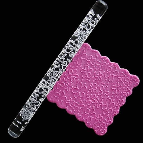 Rolling Pins And Pastry Boards | Transparent Embossing Acrylic Rolling Pin Textured Embossing Fondant Cake Decoration Roller Pastry Baking Tools 16X1Cm |Cookie Cutter | By ALILA