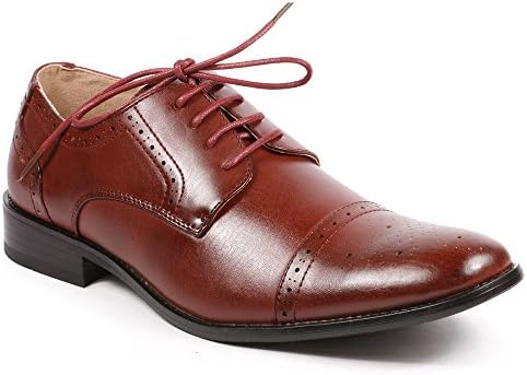 Magestik Men's Burgundy Red Perforated Lace Up Cap Toe Oxford Dress Shoes (10.5)
