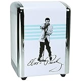 Retro Elvis Presley The King White And Blue Diner Style Metal Napkin Holder