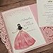 DORIS HOME 50pcs Laser Cut Quinceanera Invitations Pink, 4.7x7.1 Blank Quince Invitations for 15th Birthday, Invitation cards for Sweet 16 with Envelopes