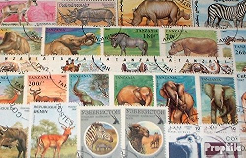Prophila Collection Africa 50 various African Animals Stamps (Stamps for collectors) Other mammals (monkeys/dinosaurs/elephants ...)