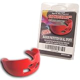 Orthodontic Mouth Guard Orthoguard - Designed For Athletes with or without braces - Breathable Strapless Dual Mouthguard - Red