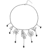 Unique Halloween Pendant Tassel Necklace for Women Men Vintage Punk Spider Web Skull Skeleton Ghost Black CZ Charm Choker Necklaces Adjustable Chain Fashion Trendy Jewelry